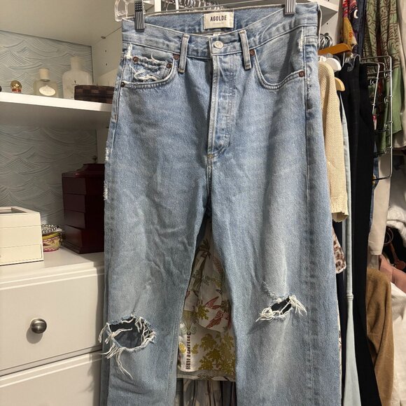 Agolde Denim - AGOLDE (Los Angelos) Straight Jeans in Light Wash Size 24 Distressed